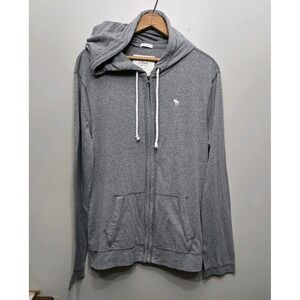 Abercrombie & Fitch Muscle Jacket Mens Y2K Gray Full Zip Hood Light Weight Small